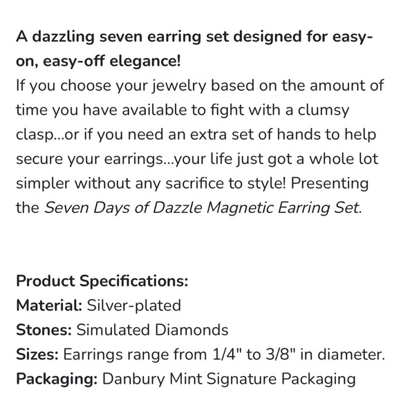 Danbury Mint simulated diamond Earrings Seven pairs, 7 different sizes & styles. - Picture 5 of 7